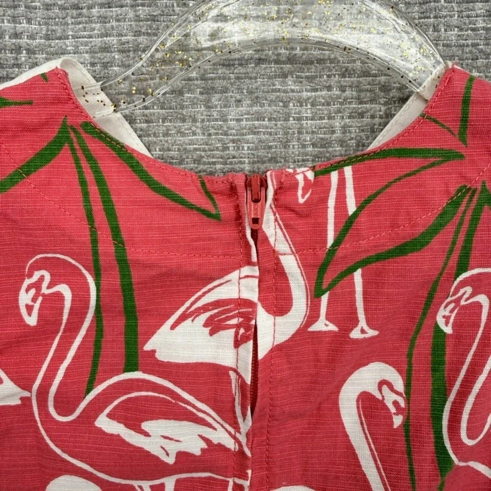 Vintage Gymboree Flamingo Dress Kids Size 6 Pink Palm Tree Cotton Boho